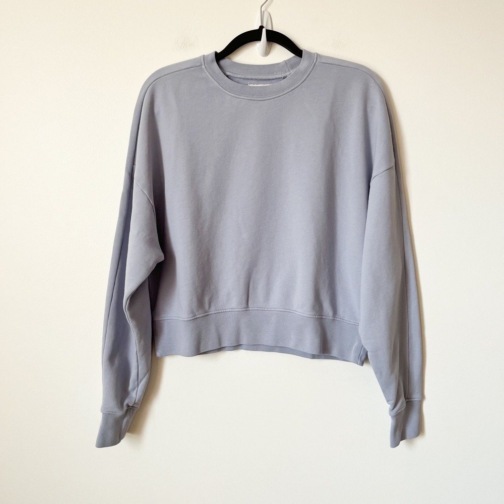 American Giant Oversized Boxy Cropped Sweatshirt Womens XS Blue Gray